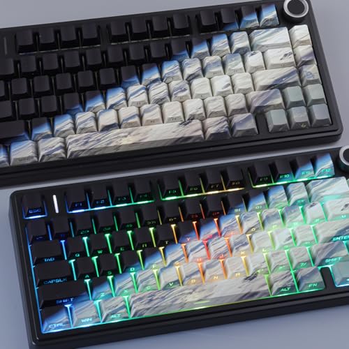 JOMKIZ Earth from Space Keycap Set - 131 Keys Side Print Shine Through Keycaps, Cherry Profile PBT Keycaps, Dye-Sublimated Space Theme for Mechanical Keyboards - Image 3