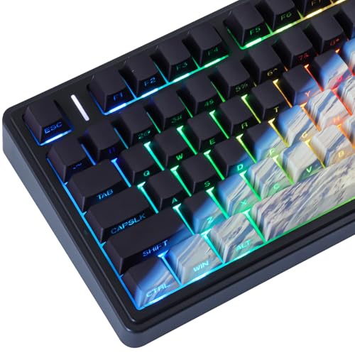 JOMKIZ Earth from Space Keycap Set - 131 Keys Side Print Shine Through Keycaps, Cherry Profile PBT Keycaps, Dye-Sublimated Space Theme for Mechanical Keyboards - Image 1
