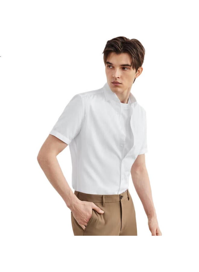 G2000 Mall Same Style Cotton Blend Skin-Friendly Twill Short Sleeve Shirt White M/05 - Image 1