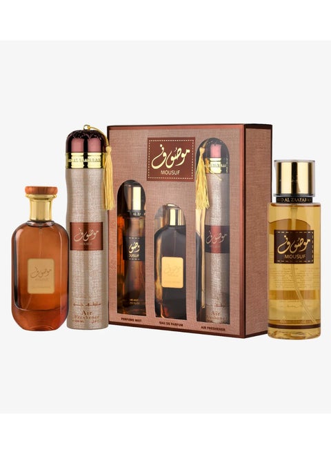 Mousuf  Gift Set 3 Pieces Set,1 x Perfume Mist 250ml 1 x Perfume EDP 100ml 1 x Air Freshener 300ml,Unisex