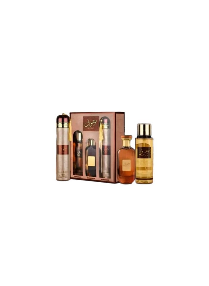 Ard Al Zaafaran - Mousuf  Gift Set 3 Pieces Set,1 x Perfume Mist 250ml 1 x Perfume EDP 100ml 1 x Air Freshener 300ml,Unisex - Image 1