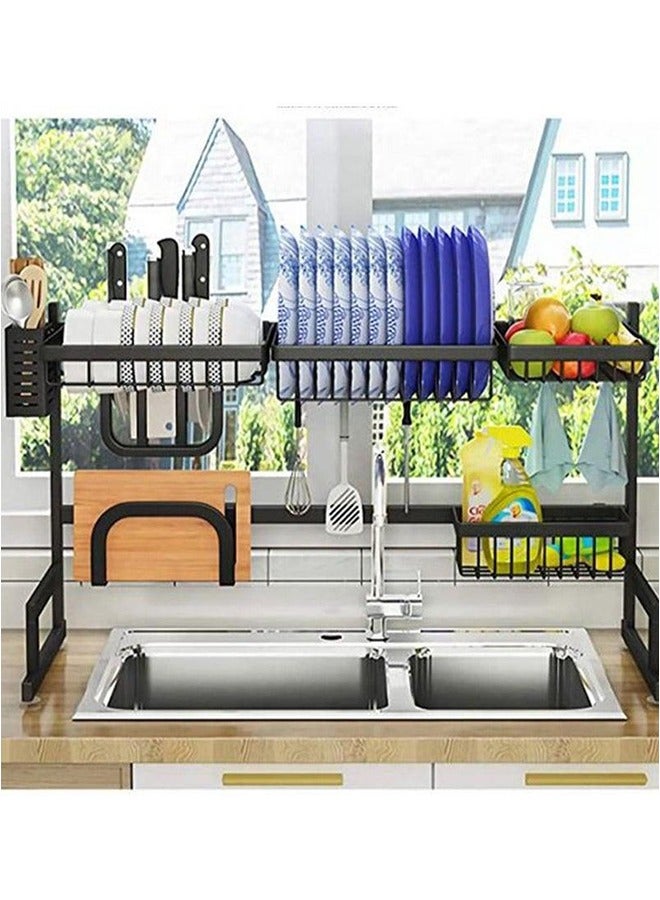 BLOOMING TIME The Plate Drying Rack On The Sink, Kitchen Supplies Storage Rack, Tableware Drainer, Saves Space, Is Equipped With A Variety Of Compartments, Is Easy To Assemble, High-Quality Materials Are Easy To Clean, Anti-Rust, Black - Image 2