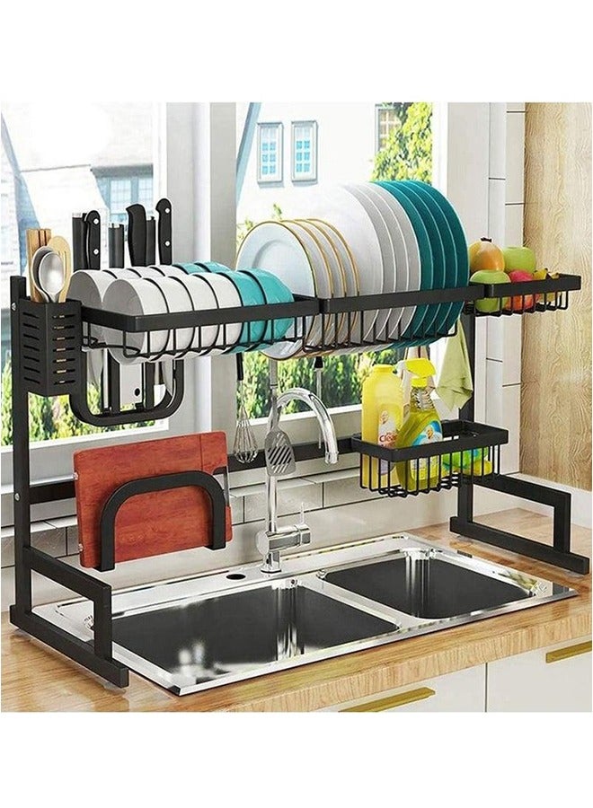 BLOOMING TIME The Plate Drying Rack On The Sink, Kitchen Supplies Storage Rack, Tableware Drainer, Saves Space, Is Equipped With A Variety Of Compartments, Is Easy To Assemble, High-Quality Materials Are Easy To Clean, Anti-Rust, Black - Image 4