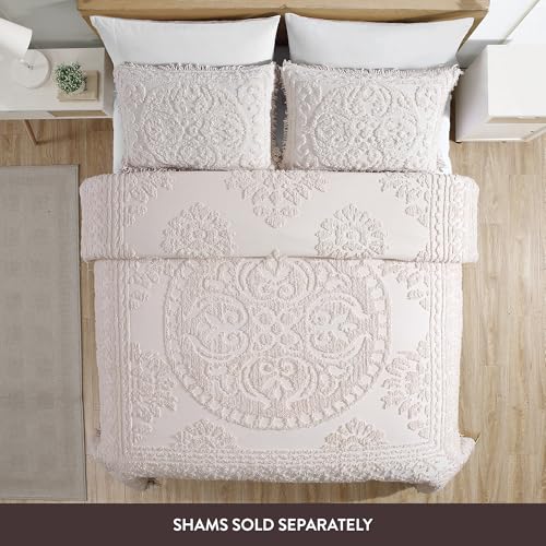 Beatrice Home Fashions Medallion Chenille Bedspread, Queen, Blush - Image 2
