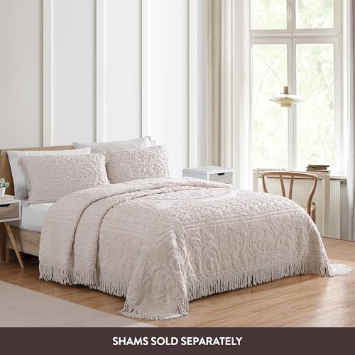 Beatrice Home Fashions Medallion Chenille Bedspread, Queen, Blush - Image 3