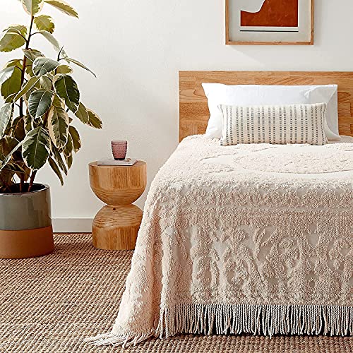 Beatrice Home Fashions Medallion Chenille Bedspread, Queen, Blush - Image 5