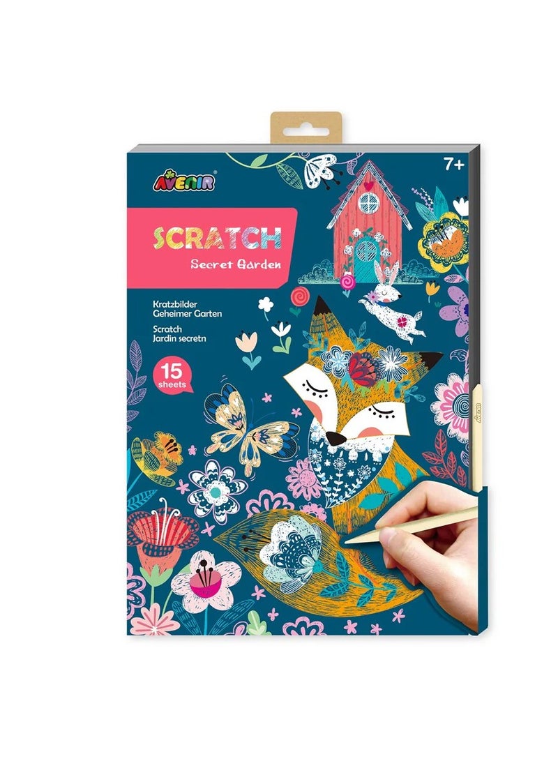 Avenir A4 SCRATCH BOOK - SECRET GARDEN