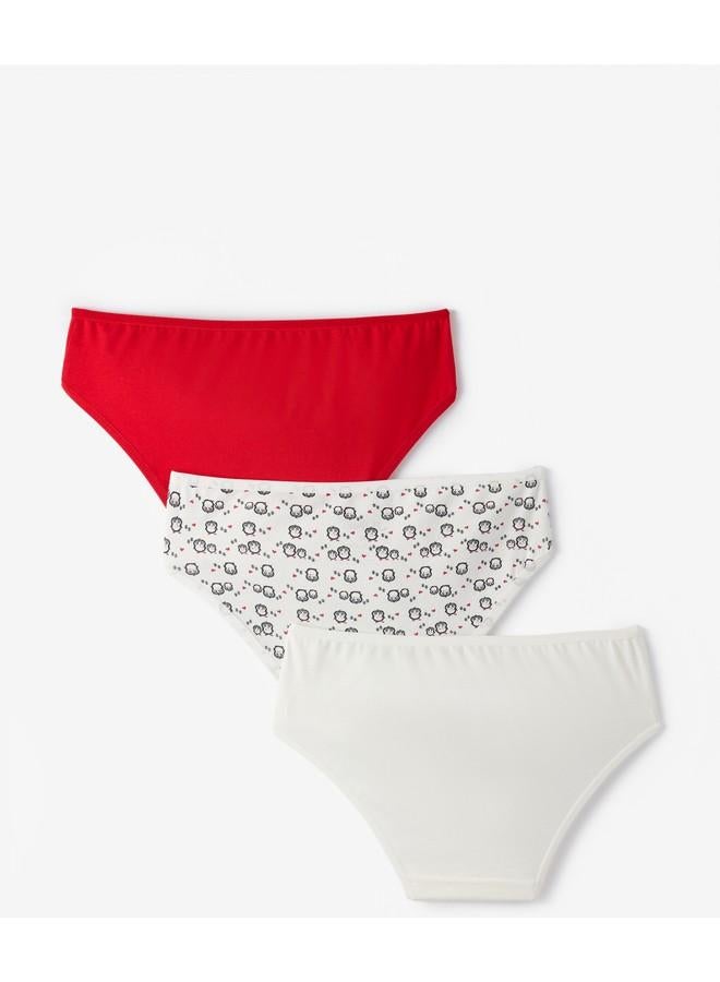 JUNE June Girl Penguin Patterned 3-Pack Panties Red - Multicolor - Ecru - Image 2
