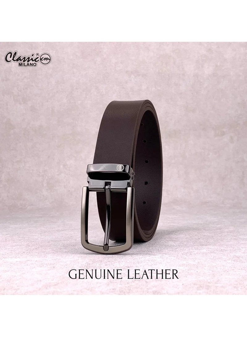Classic Milano Brown (ZT1102) Classic Milano Genuine Leather Belt for Men – Black Formal Men's Belt – Men Belts for Office & Business Wear – Mens Belt Leather with Gift Box for Men | Best Price UAE