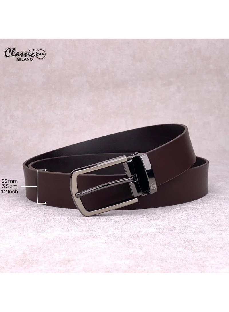 Classic Milano Brown (ZT1102) Classic Milano Genuine Leather Belt for Men – Black Formal Men's Belt – Men Belts for Office & Business Wear – Mens Belt Leather with Gift Box for Men | Best Price UAE