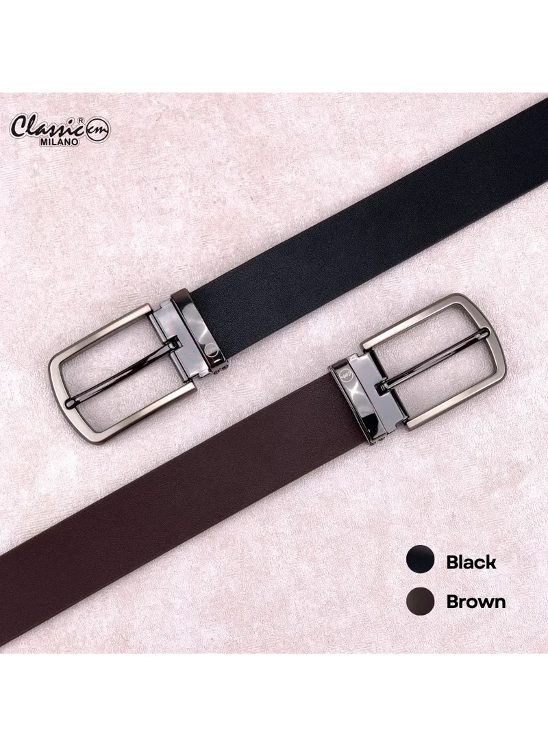 Classic Milano Brown (ZT1102) Classic Milano Genuine Leather Belt for Men – Black Formal Men's Belt – Men Belts for Office & Business Wear – Mens Belt Leather with Gift Box for Men | Best Price UAE