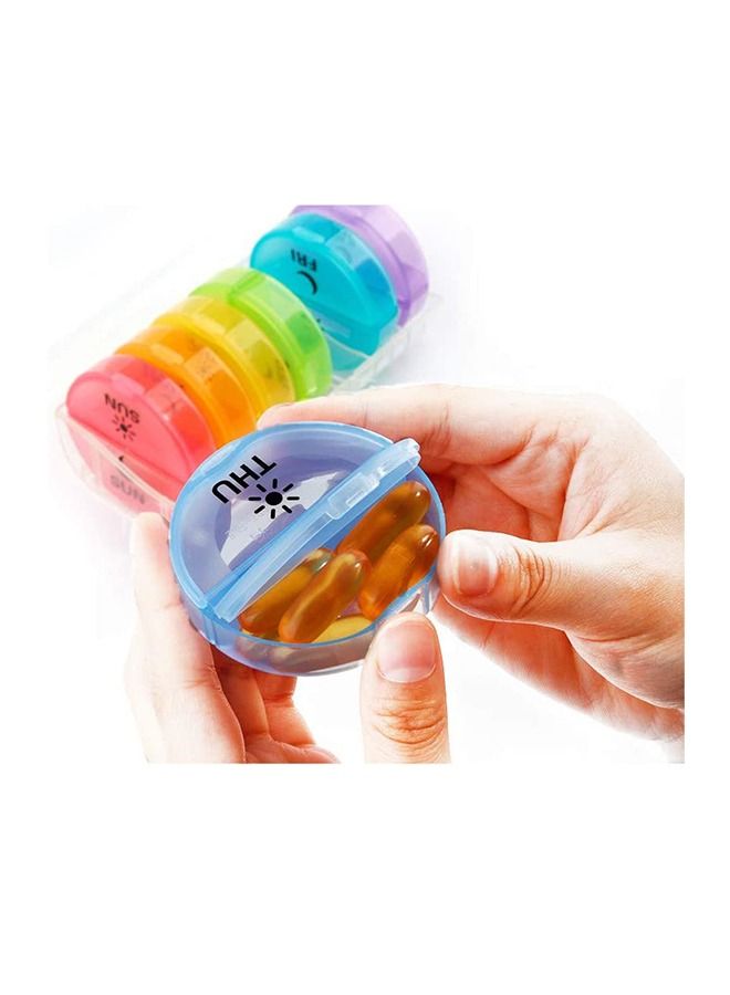 Generic Round Box Transparent Color 14 Grid Pill Box, Detachable Small Portable Large Capacity PP Material Packaging Box, Mini Travel Moisture-Proof Pill Box (Color)  - Image 4