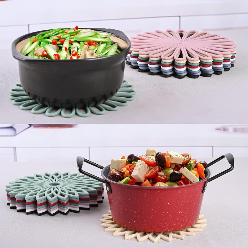 Smithcraft Silicone Trivets for Hot Dishes Pots and Pans Trivet Mat Hot Pads for Kitchen Round Heat Resistant Mats Countertop Trivets Table  Quartz Countertops Decor Blue Set 3 - Image 3