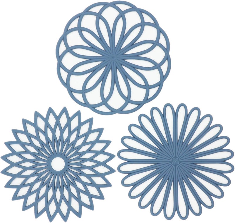 Smithcraft Silicone Trivets for Hot Dishes Pots and Pans Trivet Mat Hot Pads for Kitchen Round Heat Resistant Mats Countertop Trivets Table  Quartz Countertops Decor Blue Set 3 - Image 1