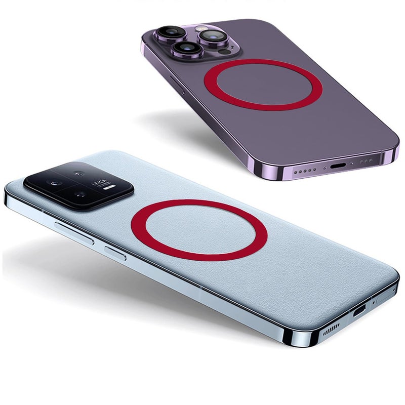 TENOC Universal Metal Ring Sticker for Magnetic Charger Compatible with iPhone/Samsung/Android All Cellphones, Magnetic Mount/Phone Holder Conversion Accessories, 3Pcs, Red - Image 5