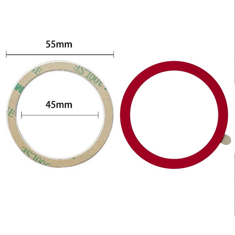 TENOC Universal Metal Ring Sticker for Magnetic Charger Compatible with iPhone/Samsung/Android All Cellphones, Magnetic Mount/Phone Holder Conversion Accessories, 3Pcs, Red - Image 2