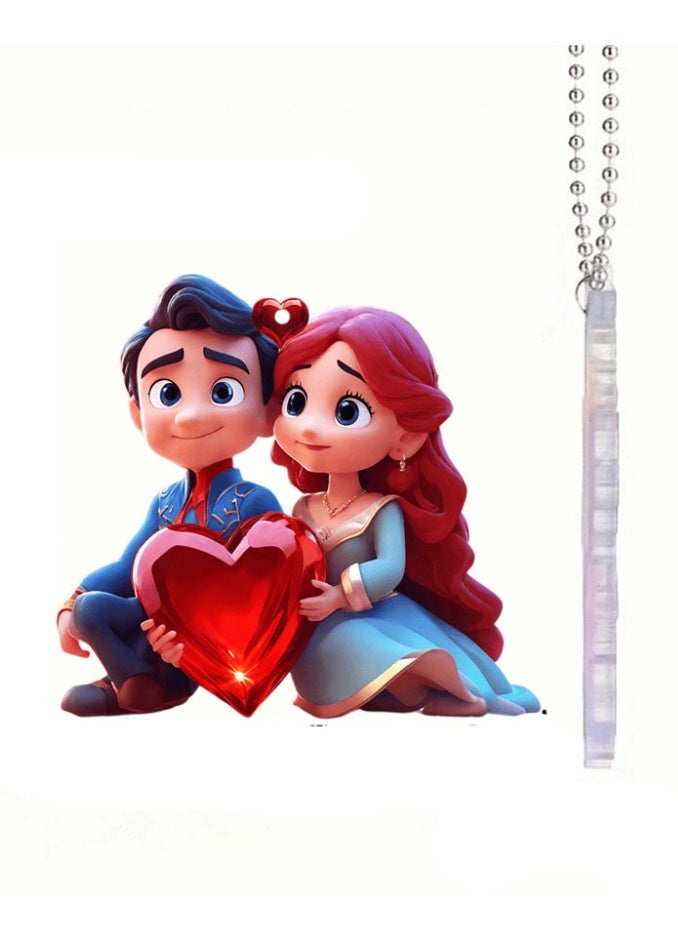 تعليقة مرآة السيارة فريدة وجذابة على شكل رجل وفتاة تحمل قلب