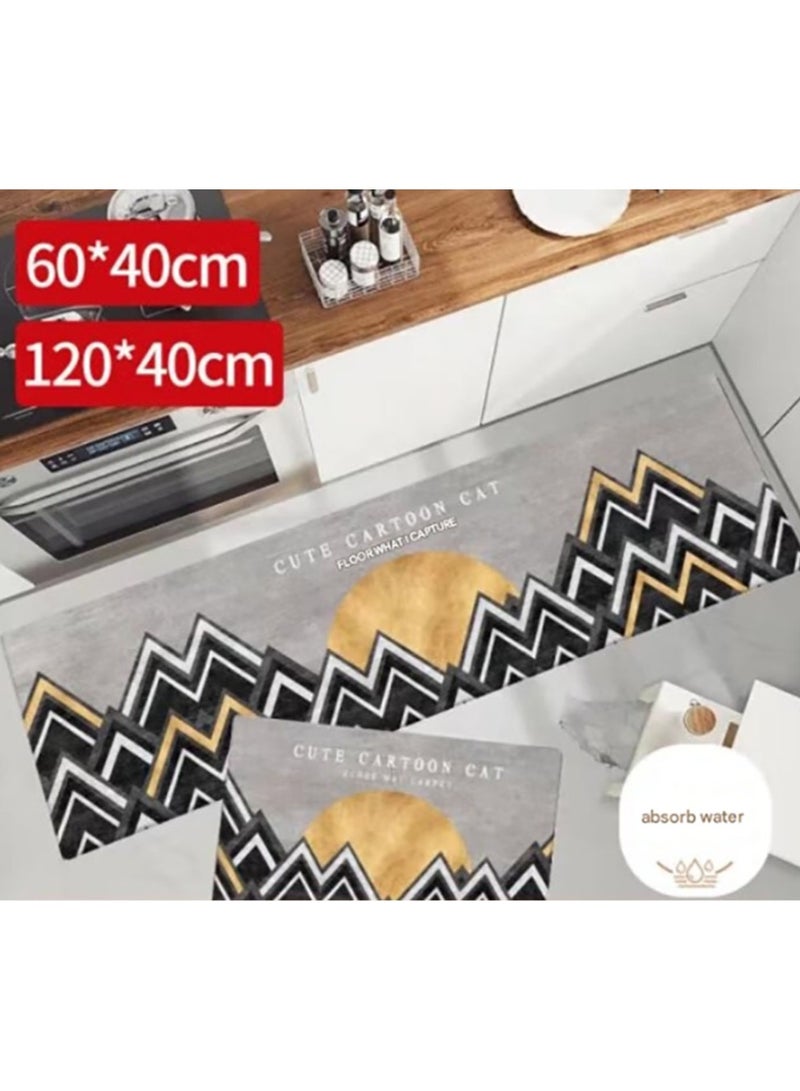 Jingke Quick-drying Absorbent Floor Mats Bathroom Anti-slip Mats Toilet Absorbent Foot Mats Entry-level Mats 40*60+40*120cm  012 - Image 1