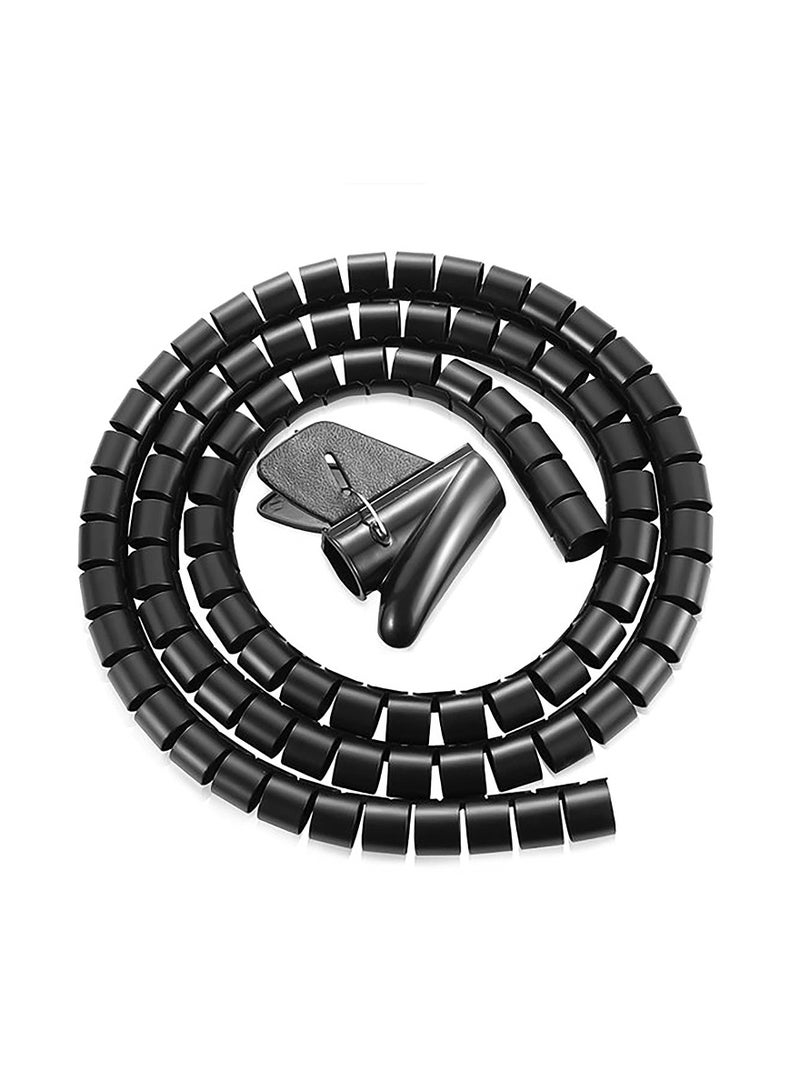 SYOSI 5M Spiral Wrap Cable Tube Cutable Flexible Cable Tidy Tube Cord Protector Cable Organizer for TV PC Wire Manage and Organize (22mm, Black) - Image 1