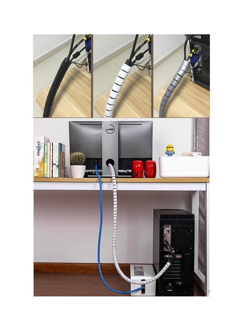 SYOSI 5M Spiral Wrap Cable Tube Cutable Flexible Cable Tidy Tube Cord Protector Cable Organizer for TV PC Wire Manage and Organize (22mm, Black) - Image 2