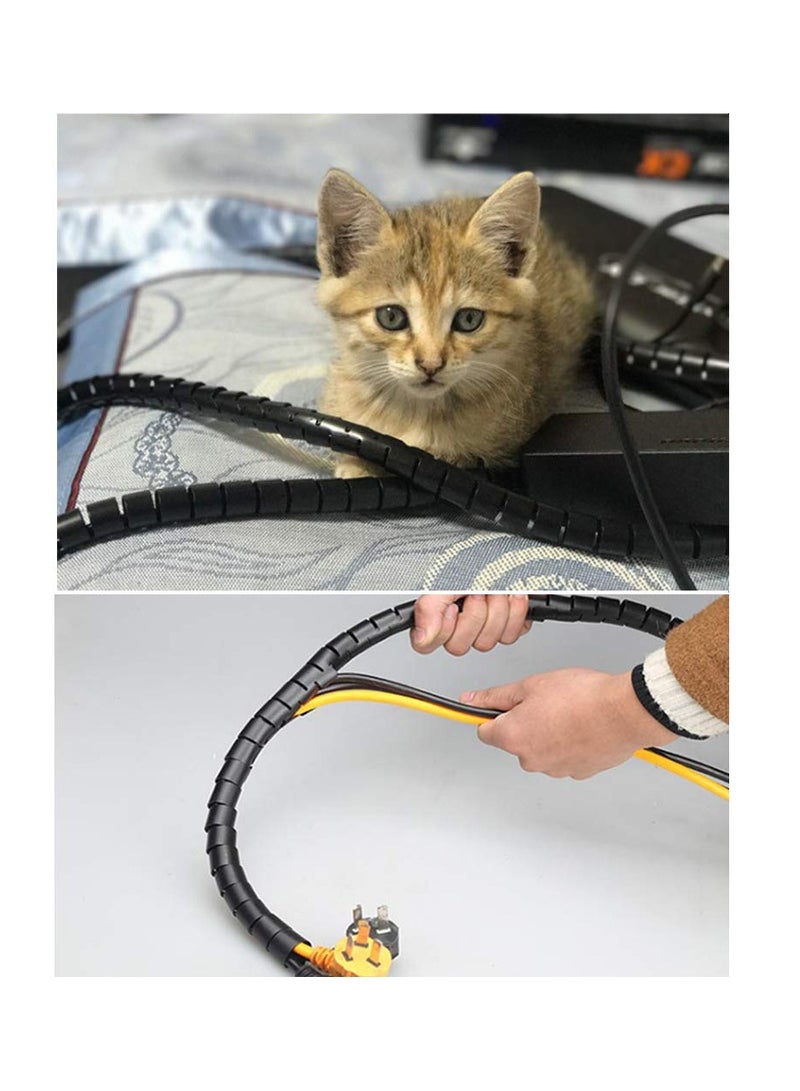 SYOSI 5M Spiral Wrap Cable Tube Cutable Flexible Cable Tidy Tube Cord Protector Cable Organizer for TV PC Wire Manage and Organize (22mm, Black) - Image 5