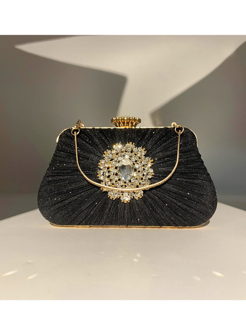 SYOSI Glitter Clutch Purses for Women Pleated Diamond Evening Handbag Bling Evening Clutch Bag Lady Girl Bride Rhinestone Purse for Bridal Wedding Party - Image 5