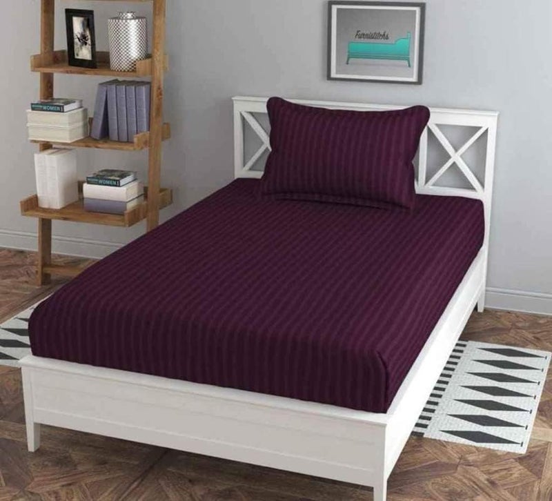 RRC Super Soft Brushed Microfiber Cotton Satin Stripes Single BedSheet with 1 Pillow Cover,60X90(Inches) Bedsheet with Pillow Cover - Image 4