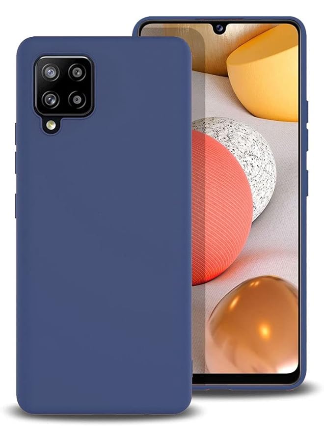 غطاء حماية مرن بلاستيكي غير لامع للهاتف المحمول مصنوع من مادة TPU الناعمة لهاتف Samsung Galaxy A42 5G أزرق داكن