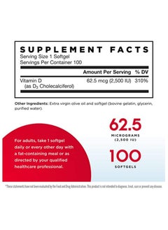 jarrow formulas Vitamin D3 2500 IU 100 Softgels  - Image 5