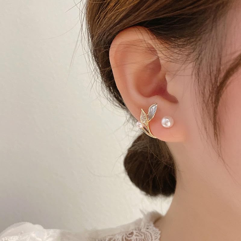 Highlark Gold Plated Hoop Earrings for Women with White Stone Dangle Design | Available in Crystal Jhumka & Pearl Stud Variants | Stylish Designer Jewelry (HL-ZNX-128) - Image 2