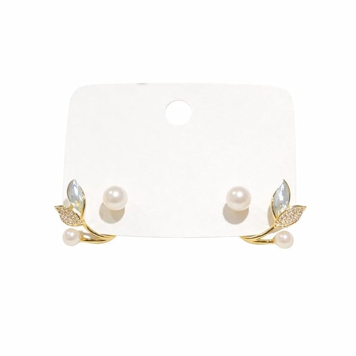 Highlark Gold Plated Hoop Earrings for Women with White Stone Dangle Design | Available in Crystal Jhumka & Pearl Stud Variants | Stylish Designer Jewelry (HL-ZNX-128) - Image 1