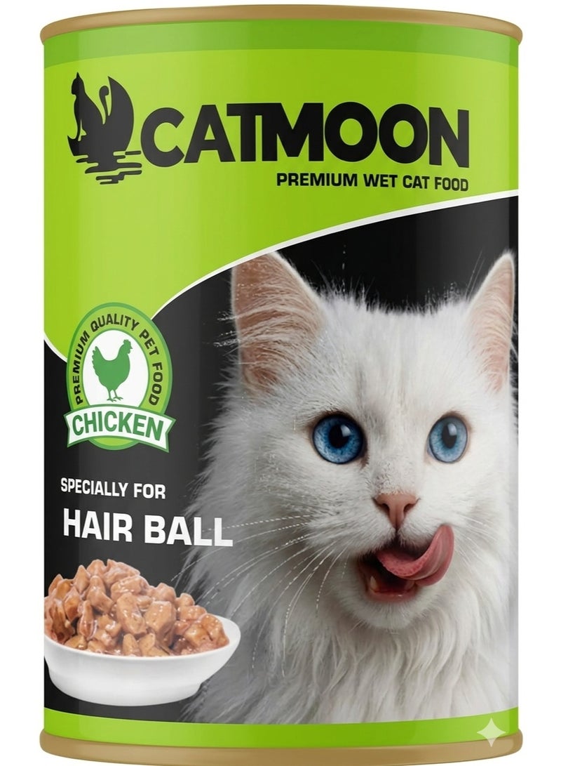 Premium Wet Cat Food for Adult & Kitten - 400g Can - High Protein, Grain Free & Natural Ingredients  Chicken Hairball