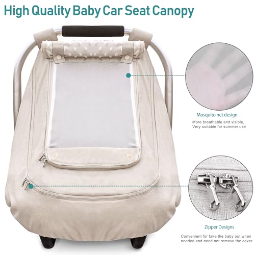 YVMVDV Waterproof Baby Car Seat Cover，YVMVDV Patented Cold Weather Carseat Cover for Babies,Infant Car Seat Cover Canopy for Boy Girls, Keeps Babies Warm and Cozy (Beige) - Image 5