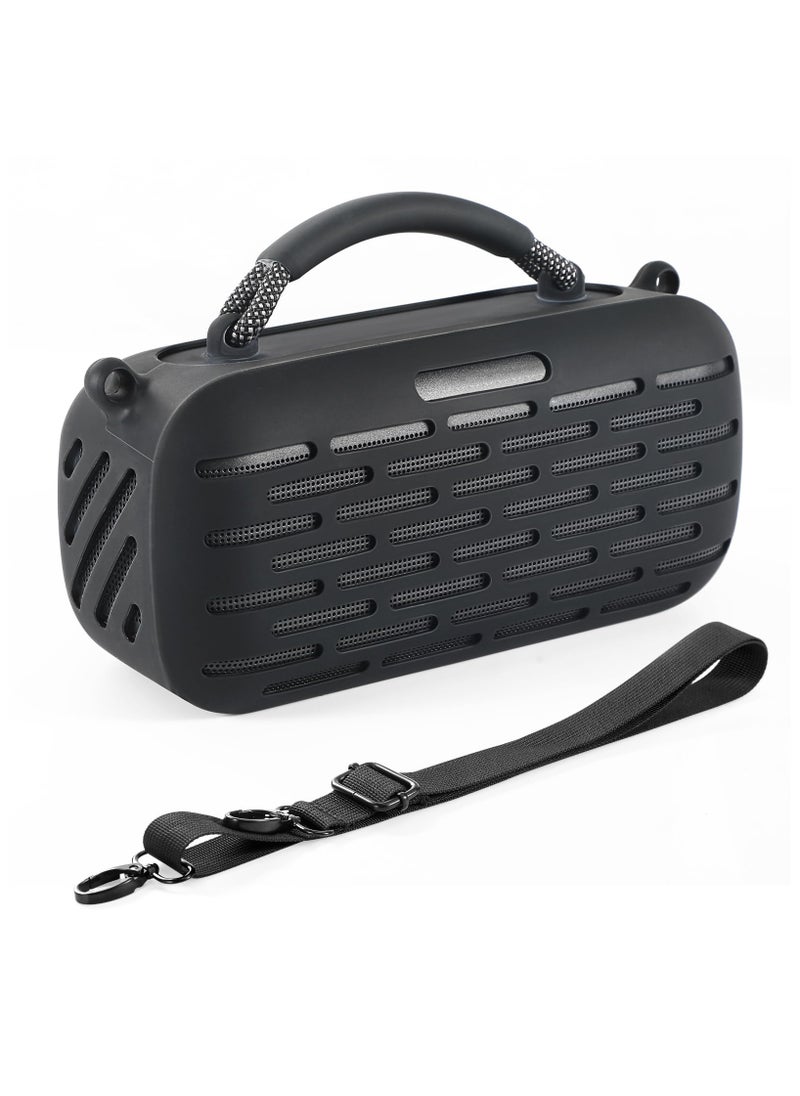 SYOSI Silicone Speaker Cover, Durable Silicone Protective Cover with Adjustable Shoulder Strap, Perfect Fit for Bose SoundLink Max Portable Speaker, Black Case for Daily Use and Travel  - Image 1