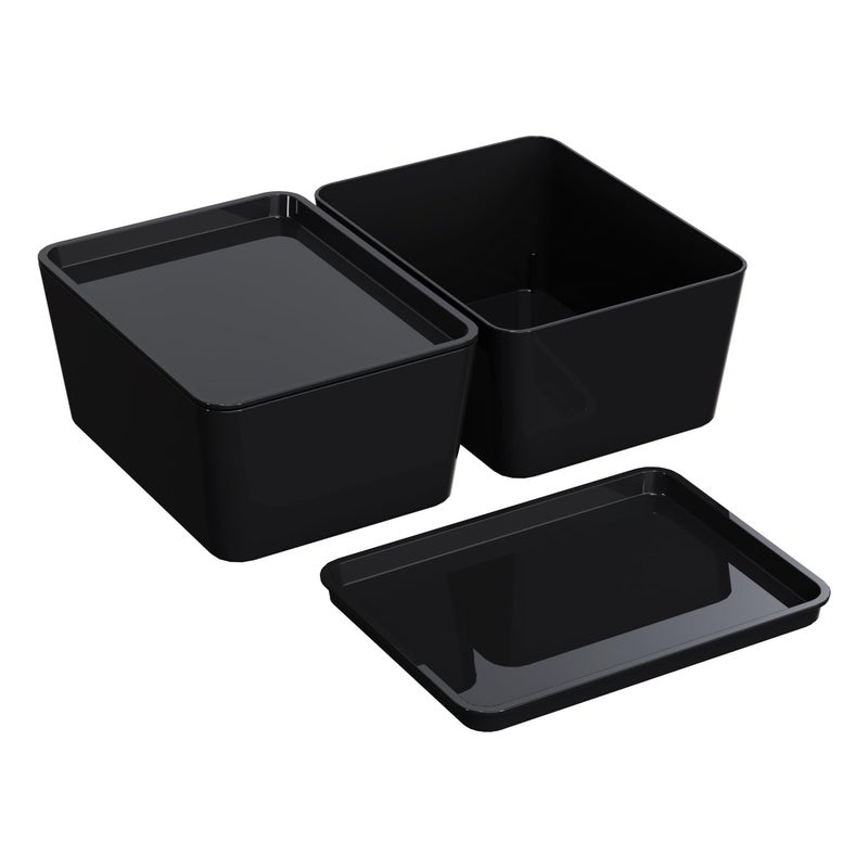 CHANCETSUI Storage Bins With Lids Plastic Containers: Multipurpose Stackable Storage Container Bins With Lid For Home And Office Organization, Small Storage Bin, 2 Pcs 5x7 Storage Container, Black - Image 1