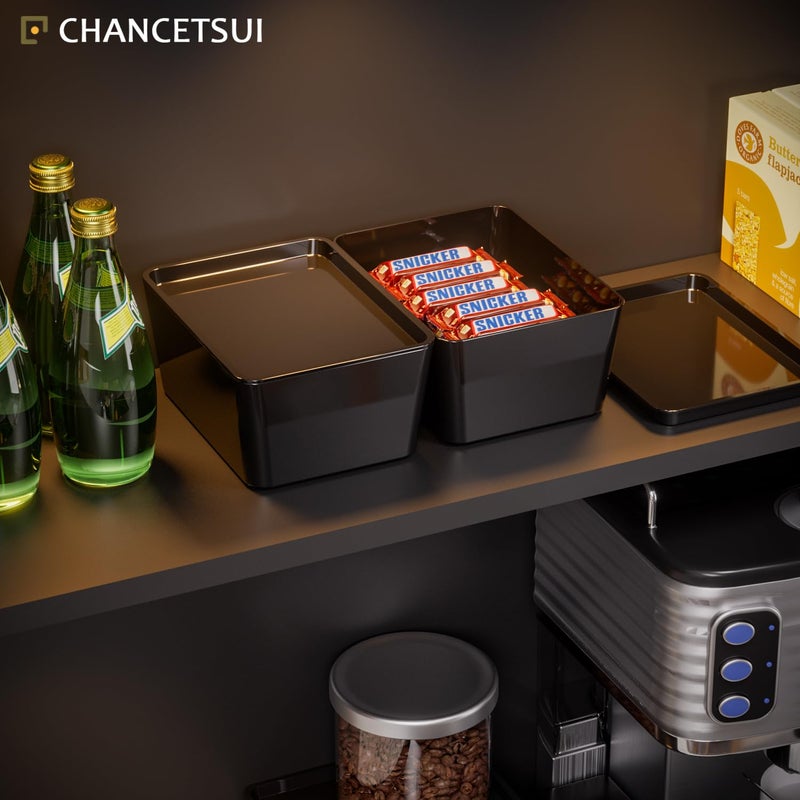 CHANCETSUI Storage Bins With Lids Plastic Containers: Multipurpose Stackable Storage Container Bins With Lid For Home And Office Organization, Small Storage Bin, 2 Pcs 5x7 Storage Container, Black - Image 4