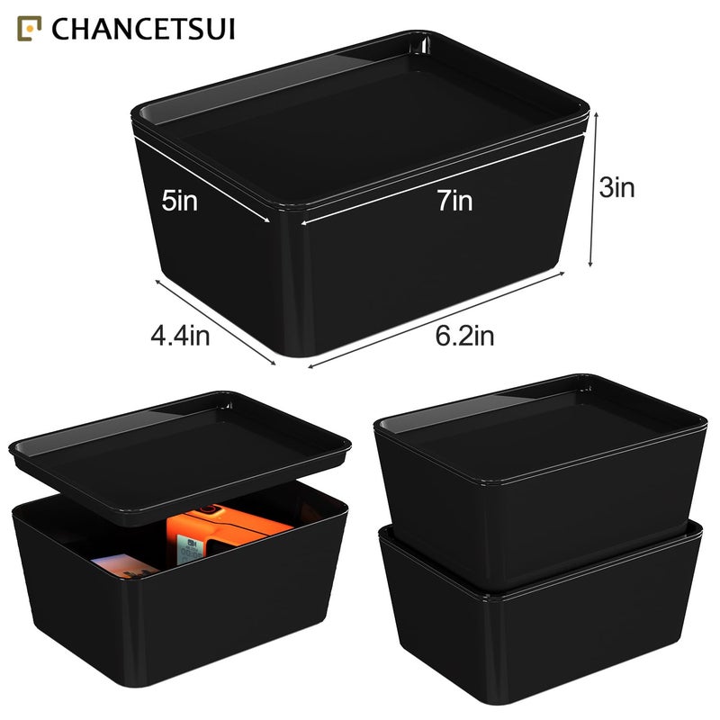 CHANCETSUI Storage Bins With Lids Plastic Containers: Multipurpose Stackable Storage Container Bins With Lid For Home And Office Organization, Small Storage Bin, 2 Pcs 5x7 Storage Container, Black - Image 5
