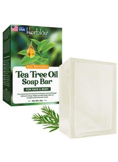 Tea Tree Oil Soap Bar for Face  Body 4oz All Natural Remedy Skin Cleanser  Pure Essential Oil Infused Skincare Cleansing Soap for Dirt  Acne  Tea Tree Face  Body Wash Made in USA