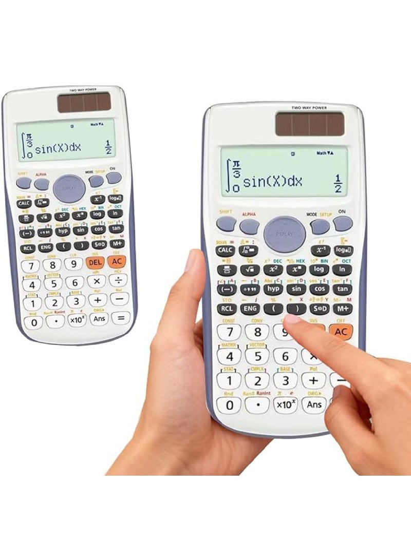 Adando Scientific Calculator with Large Screen 417 Functions Comprehensive Math Tool Perfect for High School College Students Calculus Algebra Geometry and Advanced Math Essential Study Supply (Silver) - Image 1