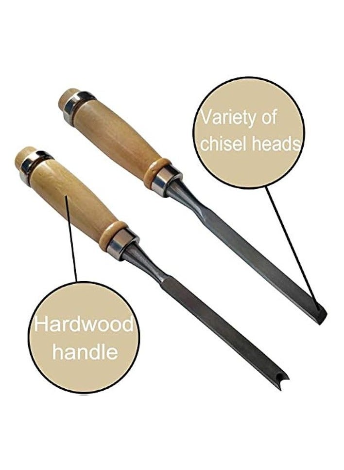 PROMASS Wood Chisel Carving Professional Carpenters Tool Set Wood Carving Tools, Professional Carving Kit Wood Carving Tools Set for Wood Fruit DIY Carving Sculpture Wax Carving 12Pcs  - Image 3