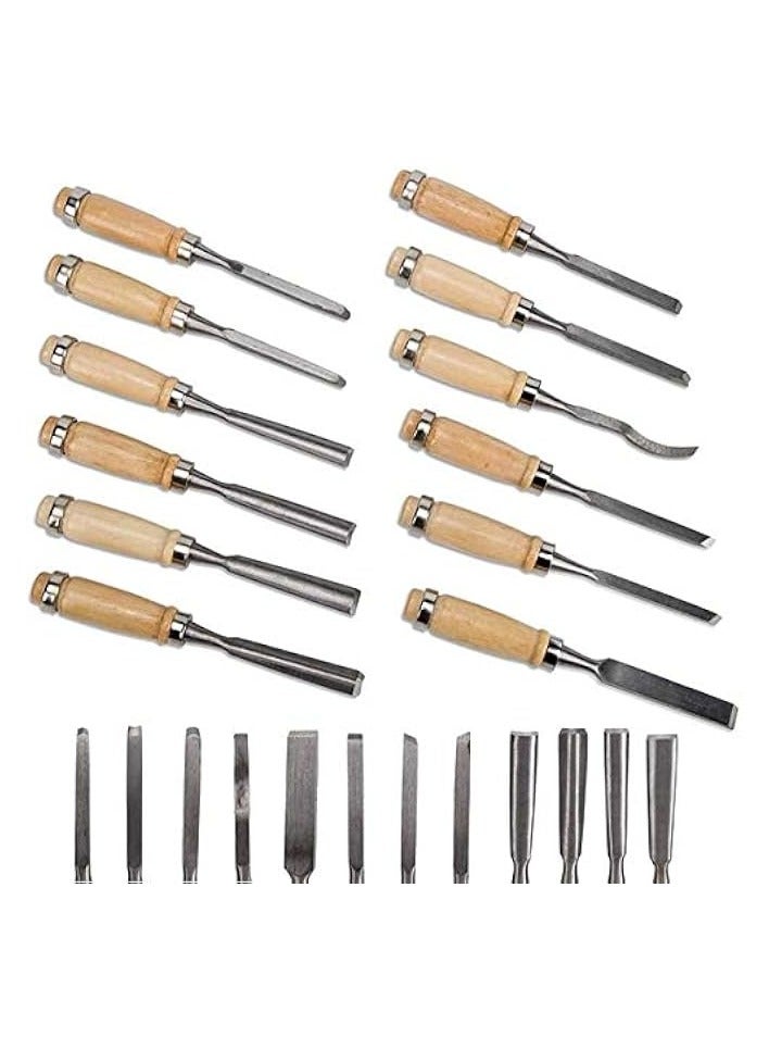 PROMASS Wood Chisel Carving Professional Carpenters Tool Set Wood Carving Tools, Professional Carving Kit Wood Carving Tools Set for Wood Fruit DIY Carving Sculpture Wax Carving 12Pcs  - Image 4