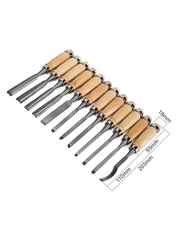 PROMASS Wood Chisel Carving Professional Carpenters Tool Set Wood Carving Tools, Professional Carving Kit Wood Carving Tools Set for Wood Fruit DIY Carving Sculpture Wax Carving 12Pcs  - Image 2
