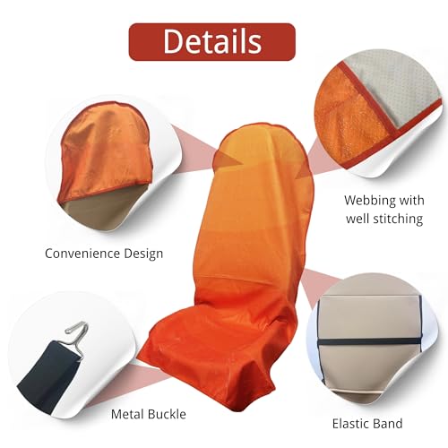 Hirritale Waterproof Car Seat Cover for Front Seats, Protector for Cars SUVs Trucks, Sweat Towel Seat Covers Bucket for Gym,Workout,Beach,Hiking,Running Swimming(Orange, 1PC) - Image 3