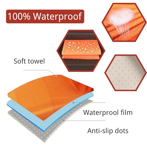 Hirritale Waterproof Car Seat Cover for Front Seats, Protector for Cars SUVs Trucks, Sweat Towel Seat Covers Bucket for Gym,Workout,Beach,Hiking,Running Swimming(Orange, 1PC) - Image 2