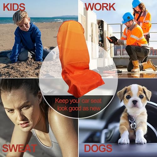 Hirritale Waterproof Car Seat Cover for Front Seats, Protector for Cars SUVs Trucks, Sweat Towel Seat Covers Bucket for Gym,Workout,Beach,Hiking,Running Swimming(Orange, 1PC) - Image 5