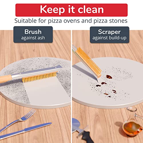 Senwosa 26” Pizza Oven Brush with Stone Scraper - Heat Resistant Stainless Steel Bristles, Extra Long Handle - Compatible with Ooni Ovens - Includes Spare Head - Image 4
