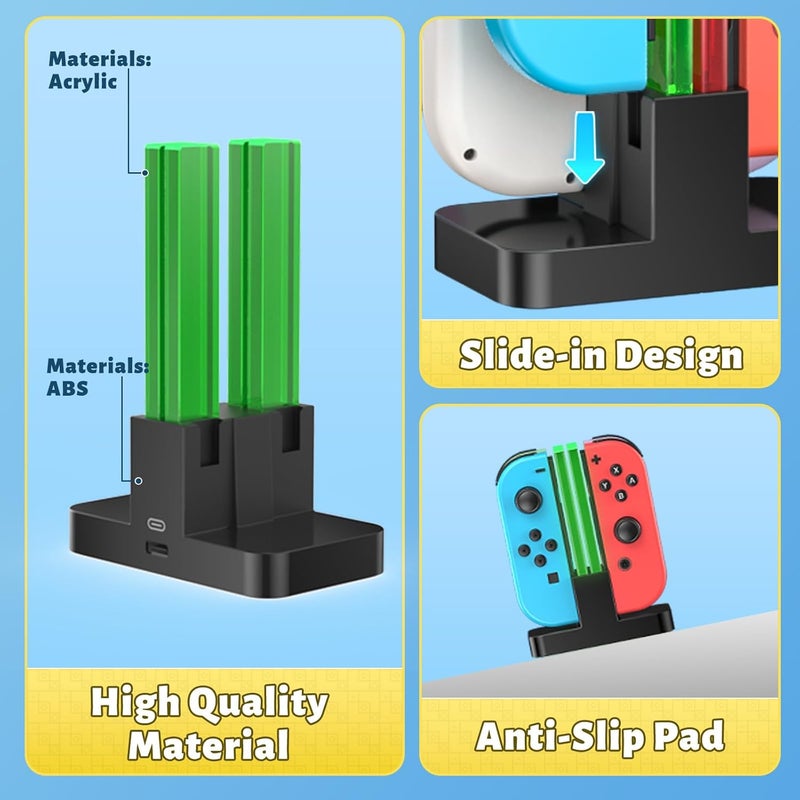 FASTSNAIL Charging Dock Compatible with Nintendo Switch for Joy Con & OLED Model Controller with Lamppost LED Indication, Charger Stand Station Compatible with Joy Cons with Charging Cable - Image 5