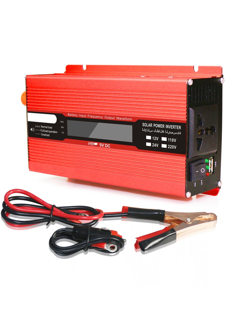 Loquat Voltage Converter 1000W 12V 240V Inverter USB Power Inverter with 1 Socket and LCD Display - Image 1