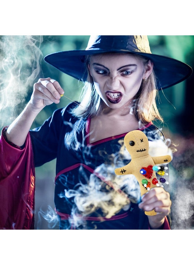 Waybas 10Pcs Voodoo Doll Kit, Real Voodoo Dolls With 9 Skull Pins Creepy Ghost Doll Revenge Spells Voodoo Doll Relieve Stress Horror Doll For Halloween Christmas Birthday Gi-Ft Ornament Decoration (Yellow) - Image 4