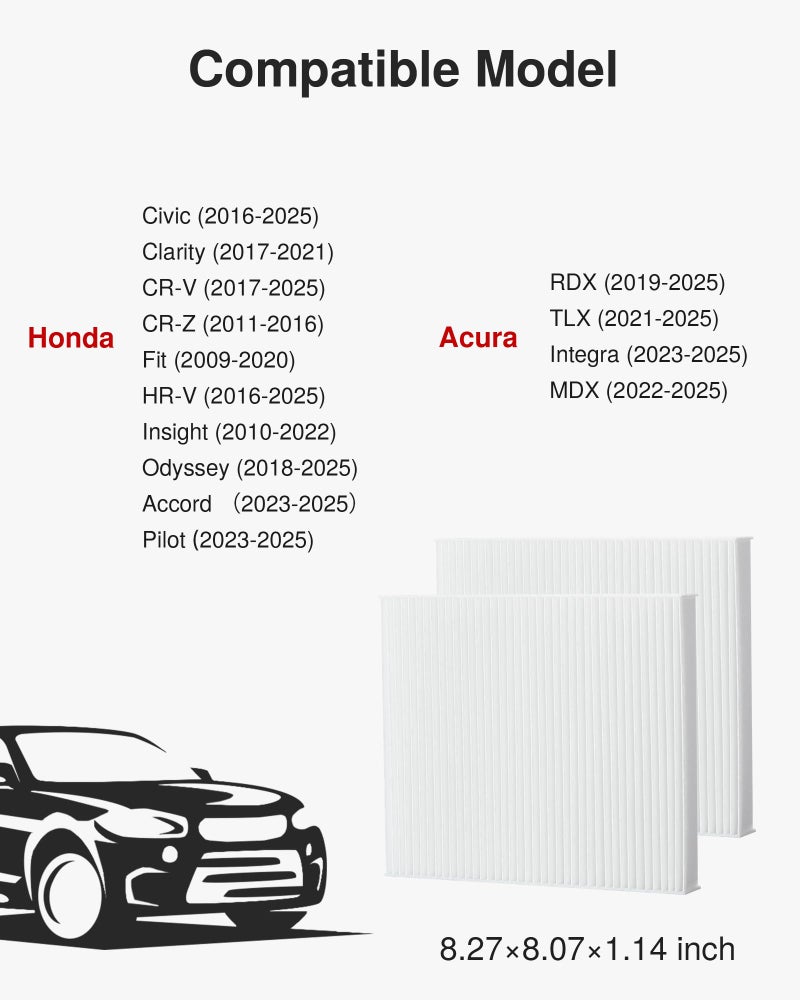 Puroma فلتر هواء المقصورة بديلاً عن Puroma لـ CP182، CF11182، هوندا سيفيك، كلاريتي، CR-V، CR-Z، HR-V، فيت، إنسايت، أوديسي، أكورا MDX، RDX، TLX، INTEGRA - Image 2